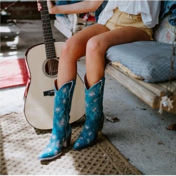 Old Gringo Shoes - Old Gringo Epifania Blue Studded Snow western cowboy Boots L1423-2